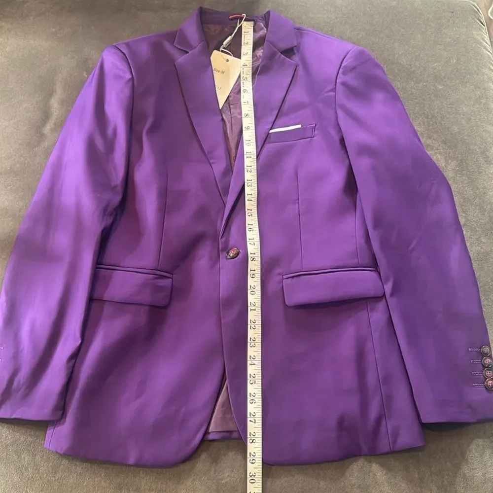 Men’s Mogu Purple Suit Jacket Blazer One Button Notched Lapel Size 36 NWT